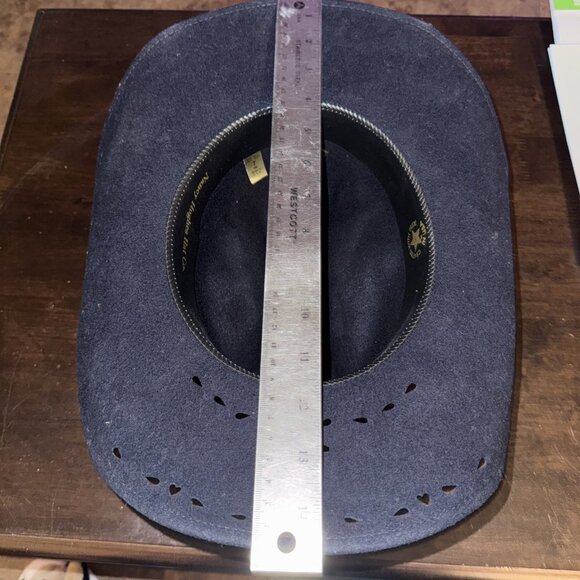 Nancy Hughes Hat Co. Cowboy Western Rodeo Pageant Hat 100% USA Wool Blue Floral - Picture 8 of 8